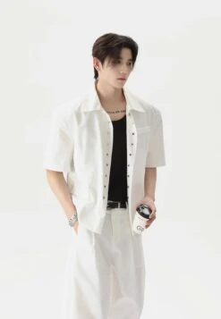 Short Sleeve Snap Button Shirt And Wide Leg Pleated Pants Two-Piece Set -Modern Wear Shop imgi 63 O1CN015e7iSy1MgYtGxW0ur 3037071464