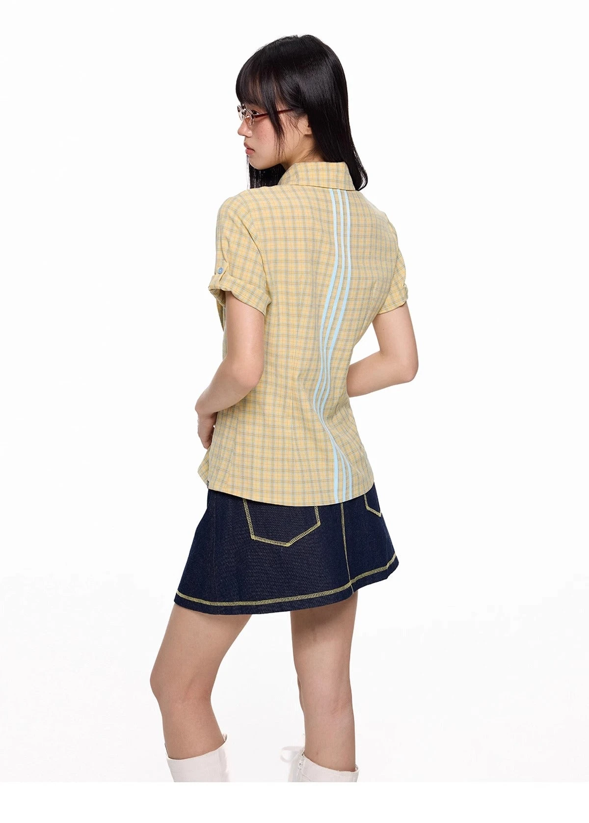 Plaid Asymmetric Button Wrap Top 11 Plaid Asymmetric Button Wrap Top - Image 11