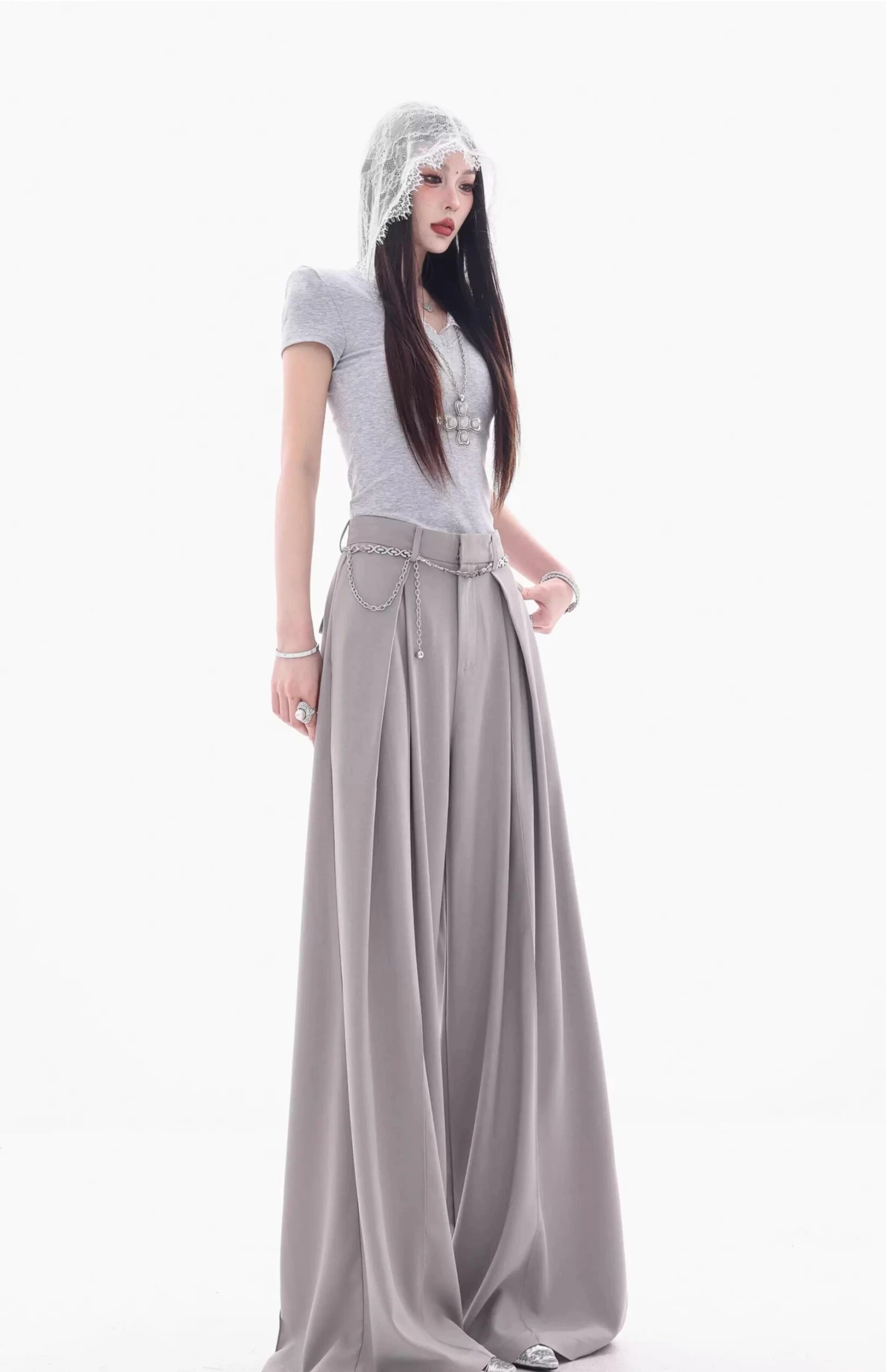 High Waist Extra Wide Leg Pleated Pants With Belt Loops 5 High Waist Extra Wide Leg Pleated Pants With Belt Loops - Image 5