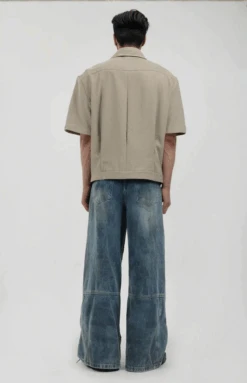 Half Sleeve Zip-Front Collared Shirt -Modern Wear Shop po9QB54gl8 MtTiQNYXLUg