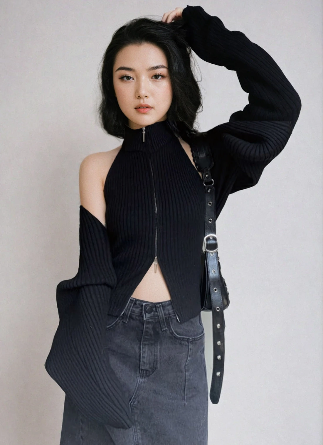 Double Zip High Neck Knit Vest And Shrug Top 17 Double Zip High Neck Knit Vest And Shrug Top - Image 17