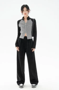 Color Block Double Zip Ribbed Top -Modern Wear Shop vUKeSxExdh8MEFt46fhcD